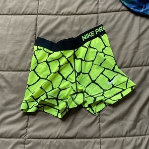 Electric yellow Nike pro shorts